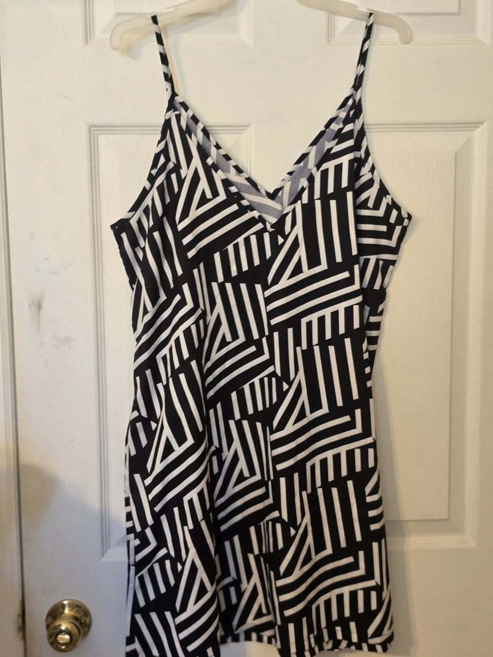 Black and White Geometric Midi Dress - Slip Style